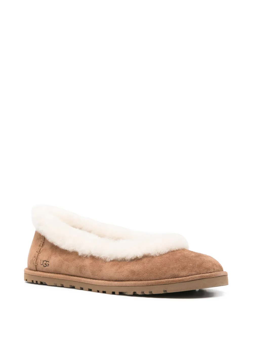 UGG Ballerina's met afwerking van bont - Bruin