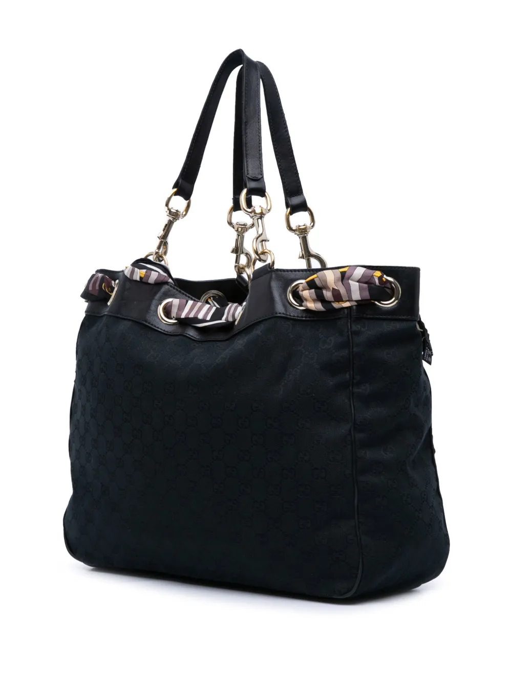 Pre-owned Gucci 2000-2015 Large Gg Canvas Positano Tote Bag In Black