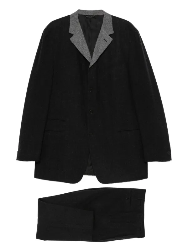 Romeo Gigli Pre-Owned 1990s コントラストラペル スーツ | ブラック 