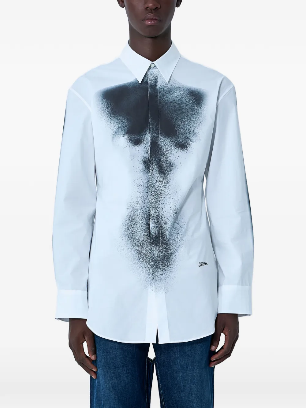 Jean Paul Gaultier print-detail button-fastening shirt - Bianco