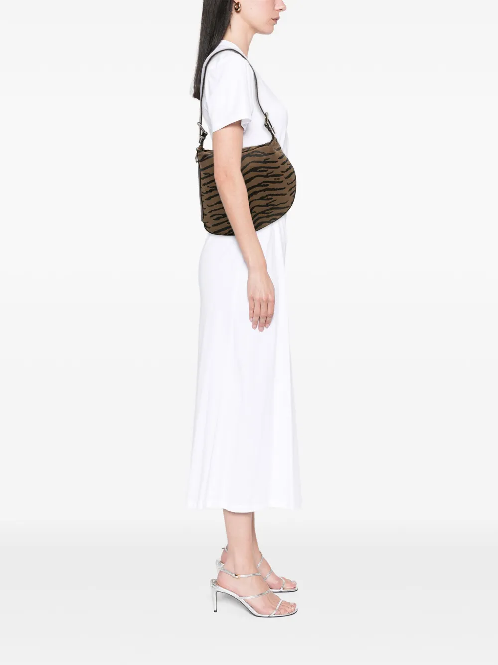 Fendi Pre-Owned 2000-2010 Small Zebra Print Canvas Oyster hobo bag | Pre-Owned | Image 2