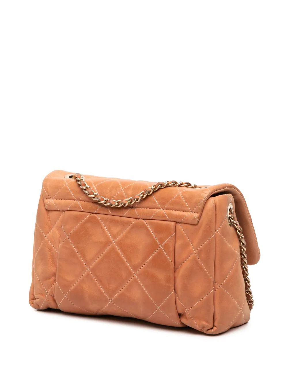 Pre-owned Chanel 2011 Small Aged Calfskin Chic Quilt Flap Shoulder Bag In Orange