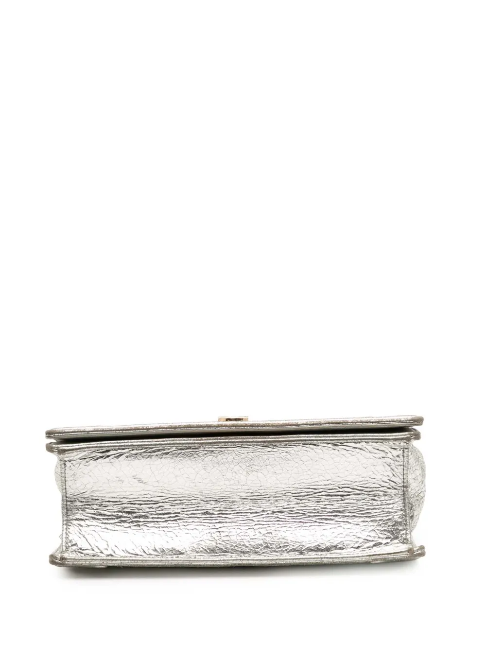 Pre-owned Dior 2016 Metallic Grained Calfskin Ama Wallet On Chain Crossbody Bag In Silver