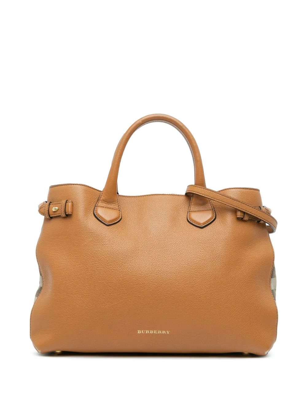 Burberry Pre-Owned 2000-2017 Medium Leather and House Check Banner Burberry Pre-Owned 2000-2017 Medium Leather and House Check Banner