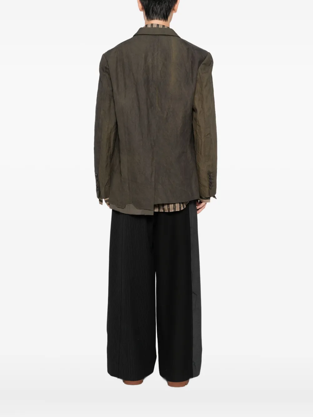 Ziggy Chen Distressed Dyed Blazer In Brown