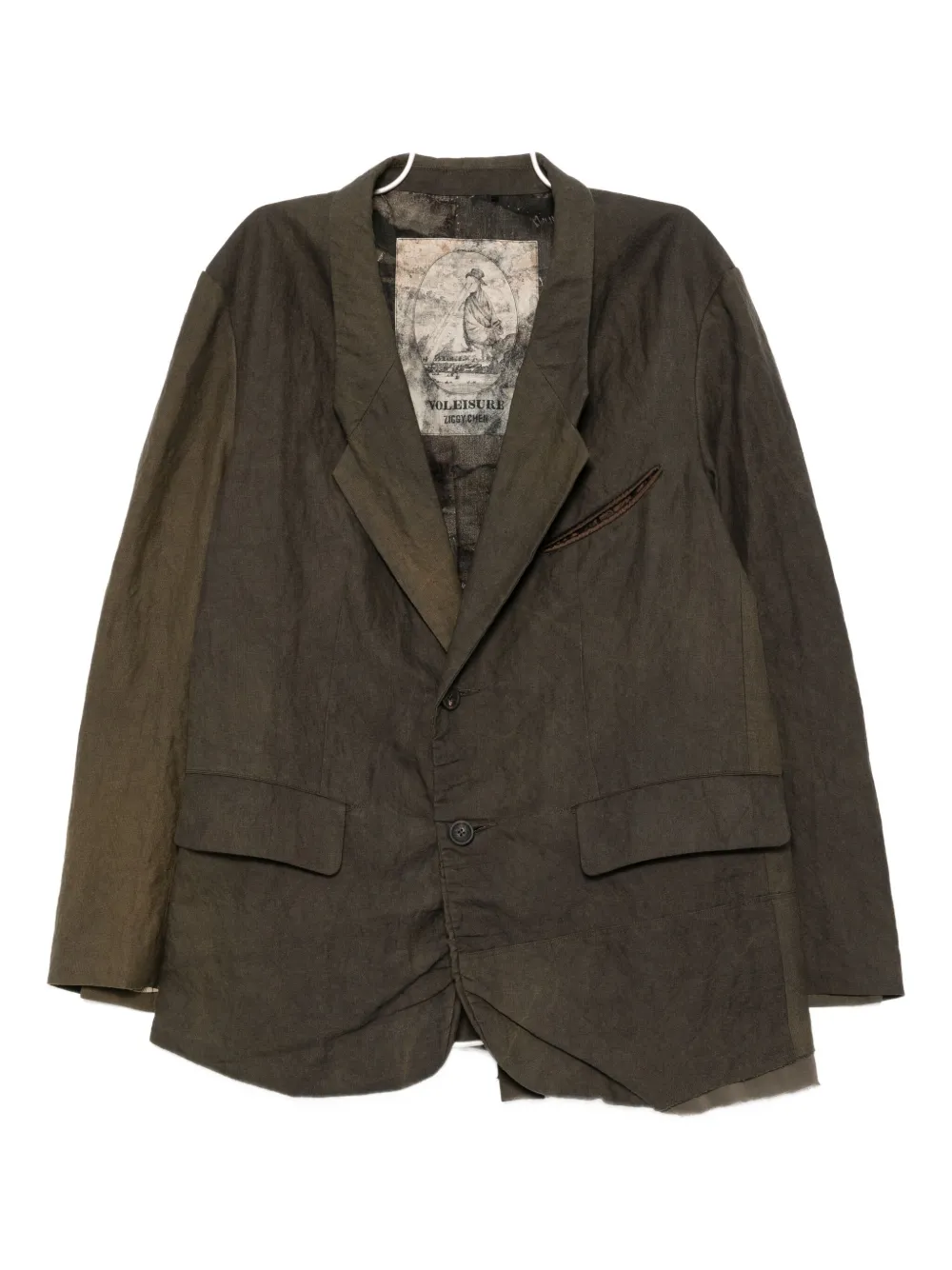 Ziggy Chen distressed dyed blazer | Brown | Image 1