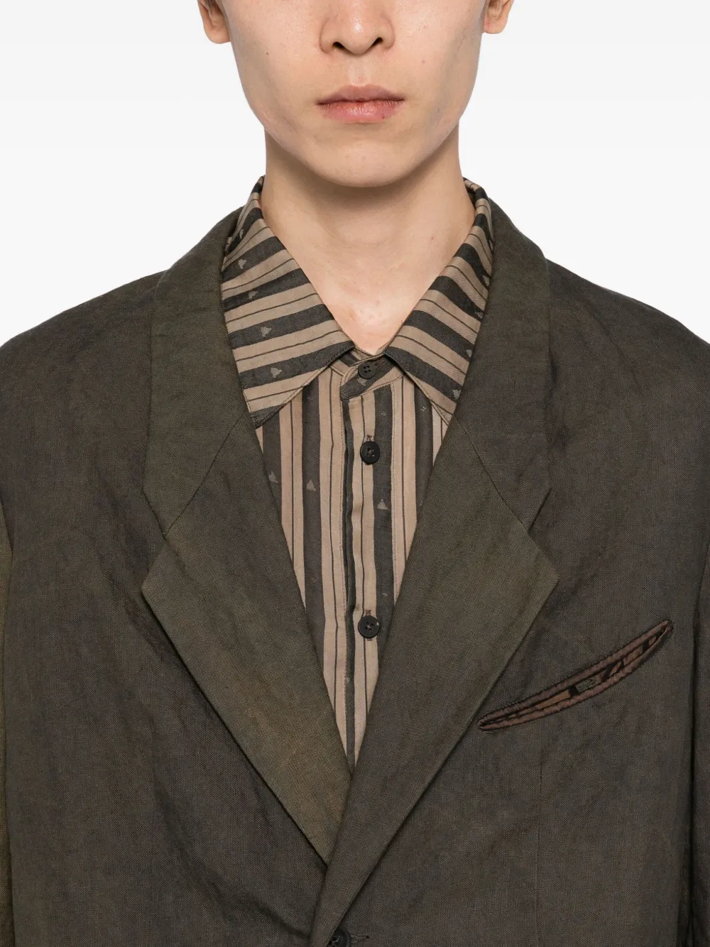 Ziggy Chen Distressed Dyed Blazer In Brown
