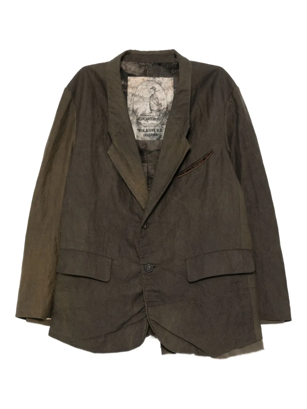 Ziggy Chen distressed dyed blazer | Brown | Image 1