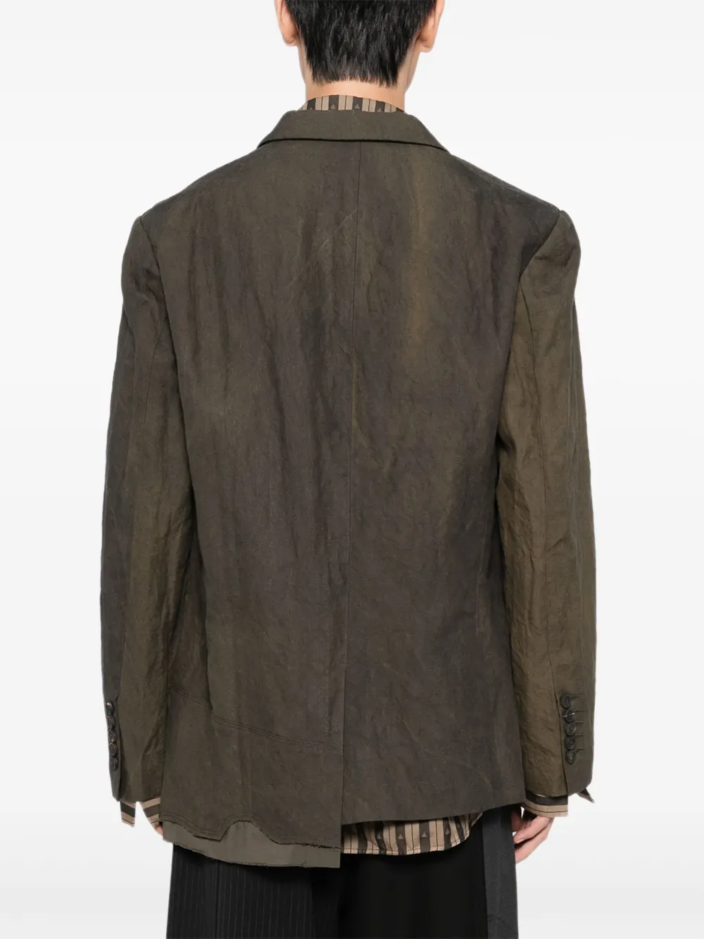 Ziggy Chen Gerafelde blazer met geverfd effect Bruin