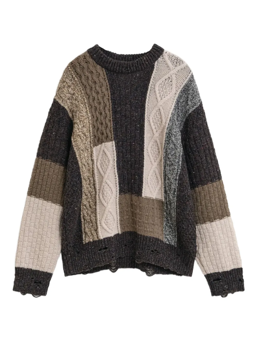 Gant patchwork cable-knit sweater | Brown | Image 1