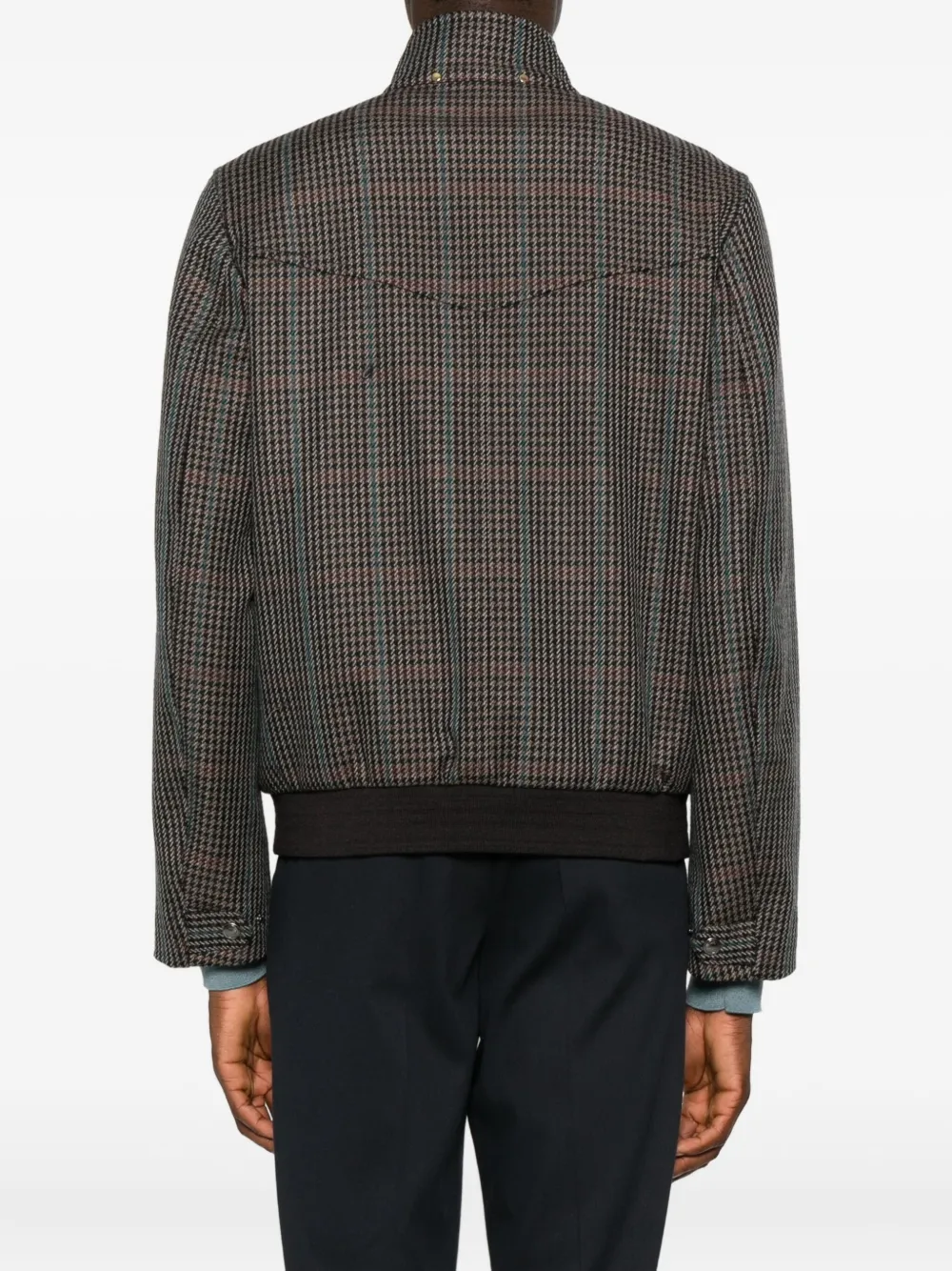 Paul Smith Checked Zip-up Bomber Jacket In Gray