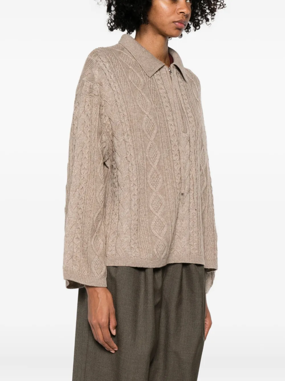 VIKTORIA CHAN Kabelgebreid vest Bruin