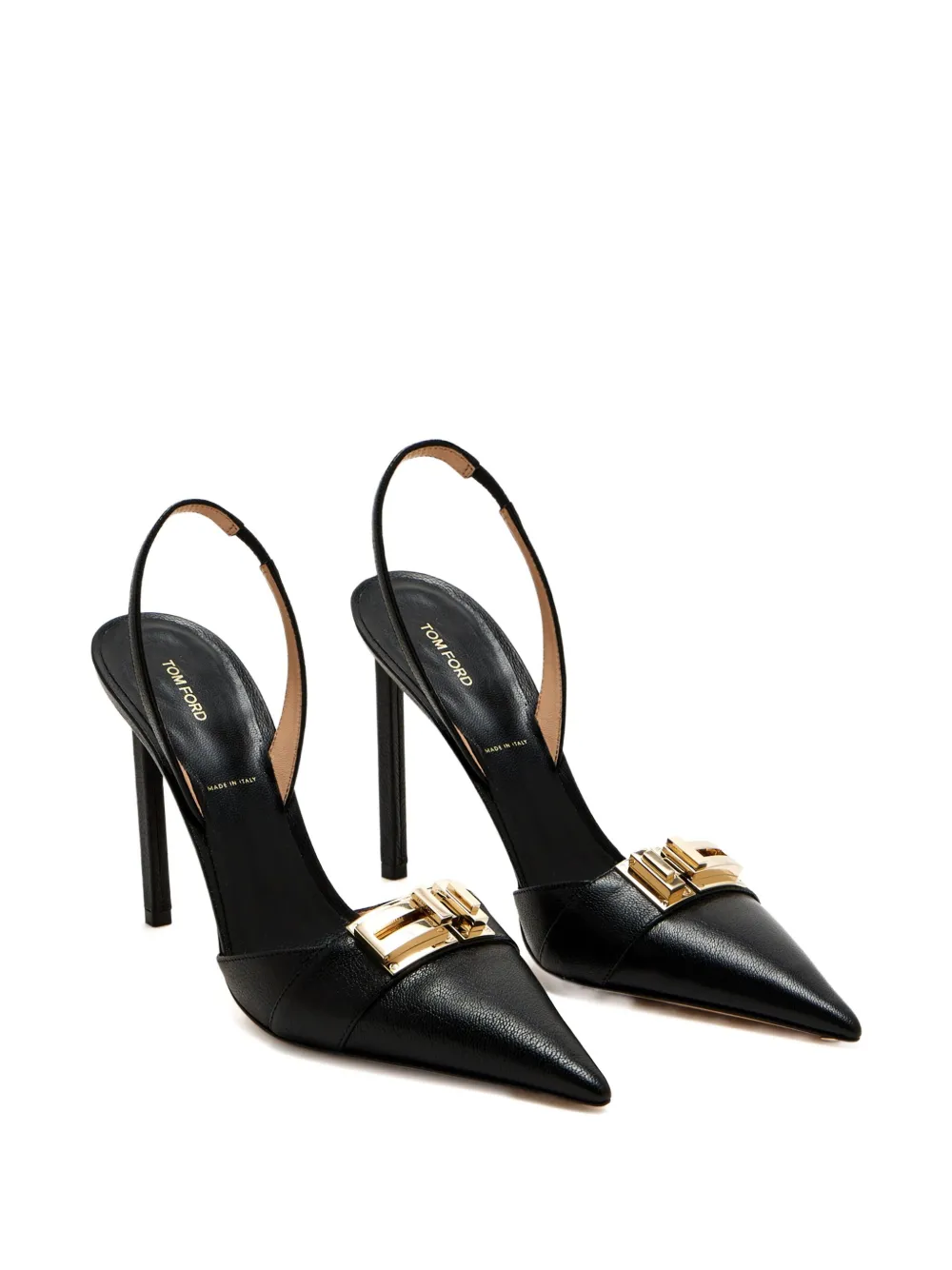 TOM FORD 105mm leren pumps met gesp Zwart