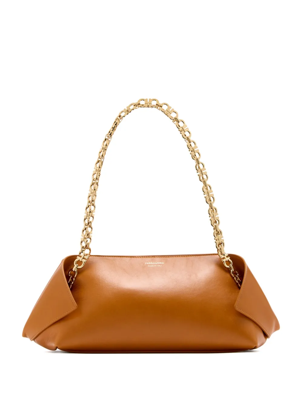Ferragamo Chain-strap Leather Shoulder Bag In Brown