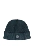 Stone Island logo-patch beanie hat - Blue