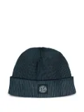 Stone Island logo-patch beanie hat - Blue