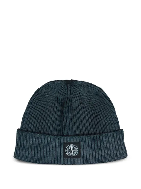 Stone Island logo-patch beanie hat