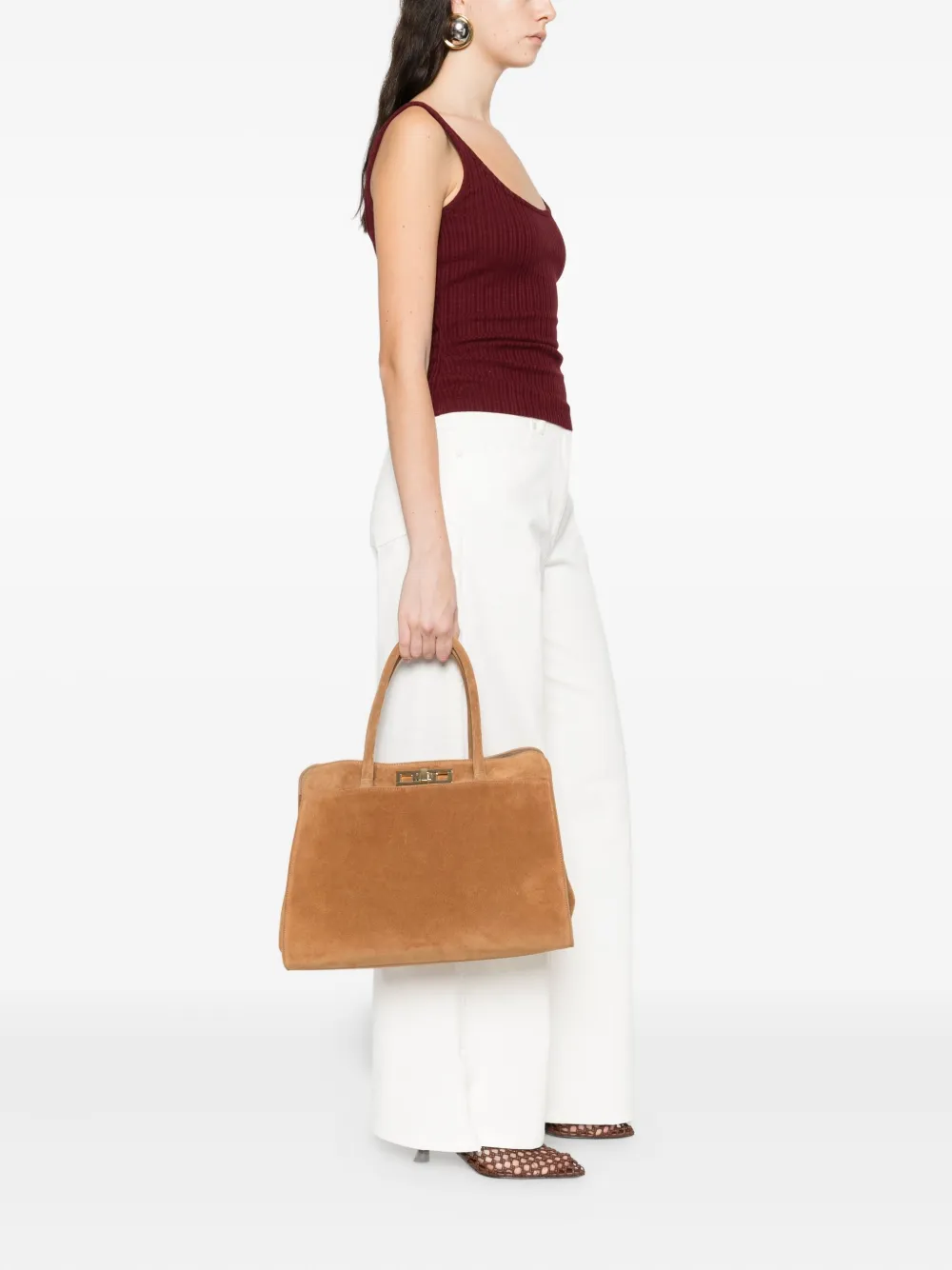 Fabiana Filippi Suede Tote Bag In Brown