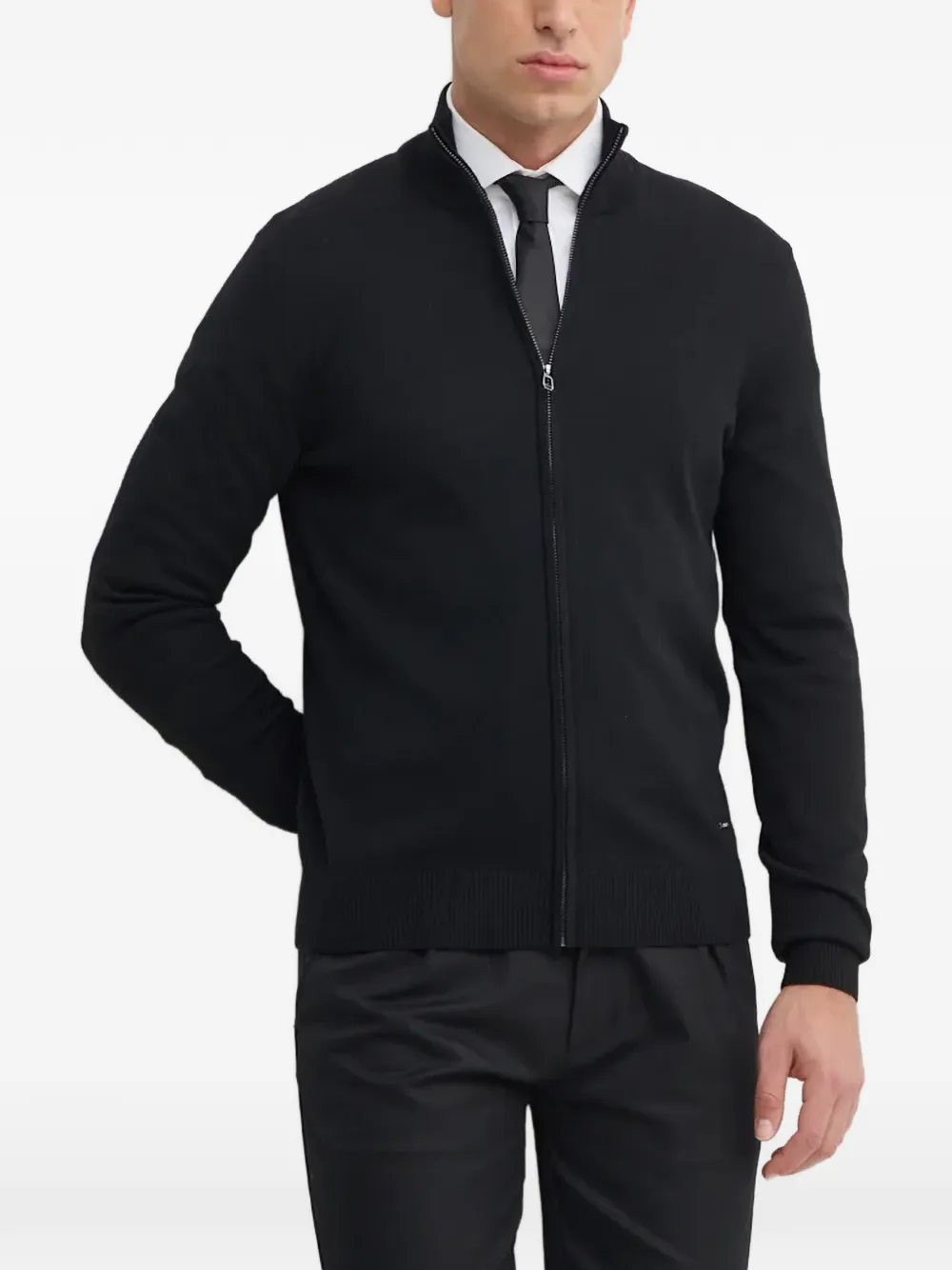 Joop! Davis zip-fastening high-neck cardigan - Black