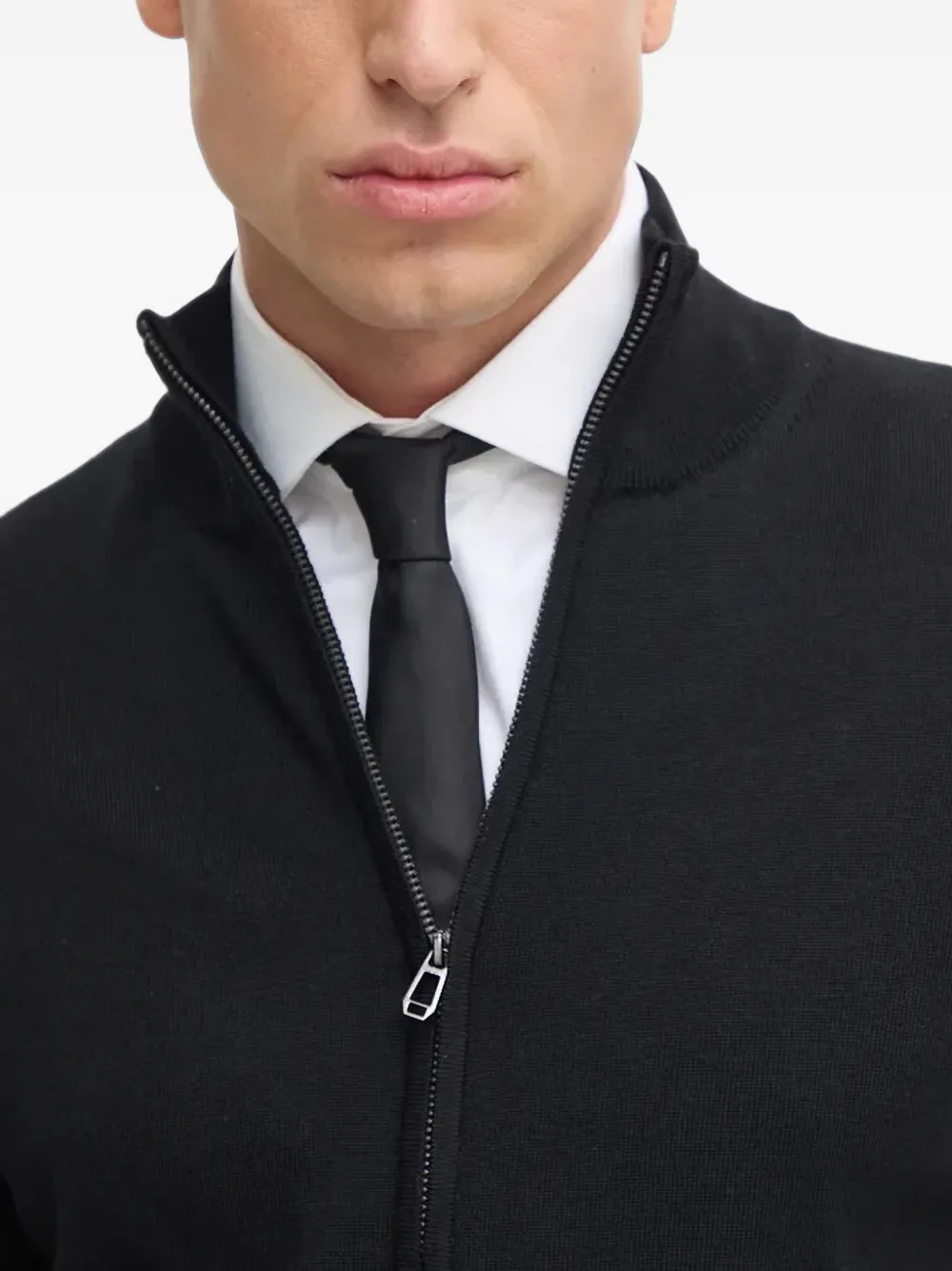 Joop! Davis zip-fastening high-neck cardigan Zwart