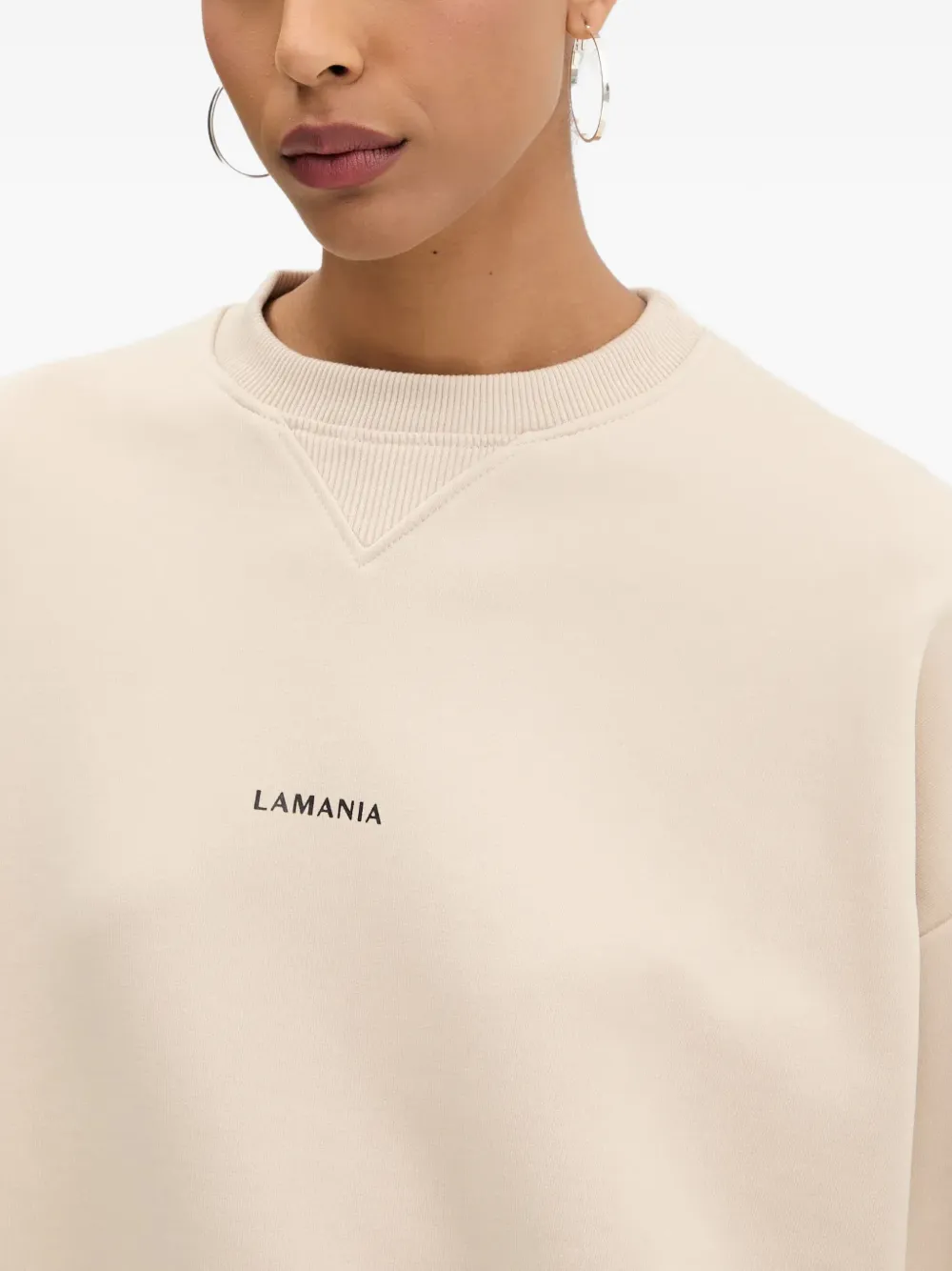 La Mania T-shirt met verlaagde schouders en logo-print Beige