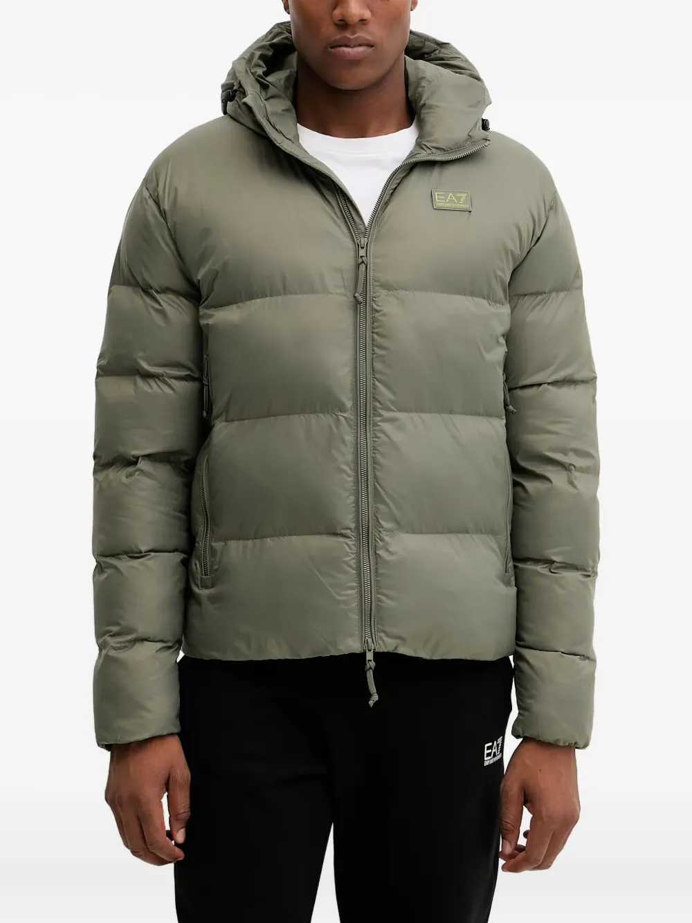 Ea7 Emporio Armani logo-patch hooded jacket | Green | Image 1
