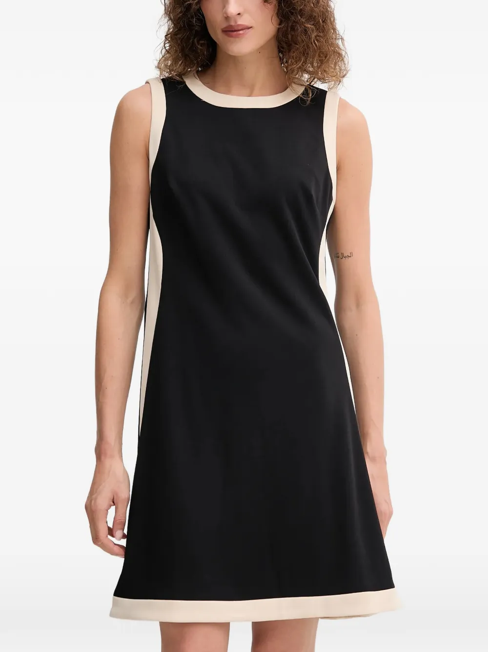 DKNY round-neck panel mini dress - Nero