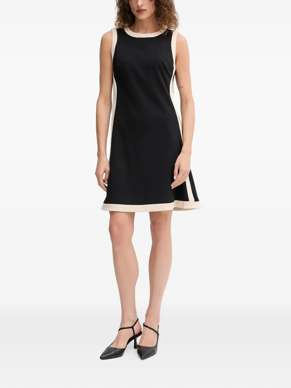 DKNY round-neck panel mini dress - Zwart