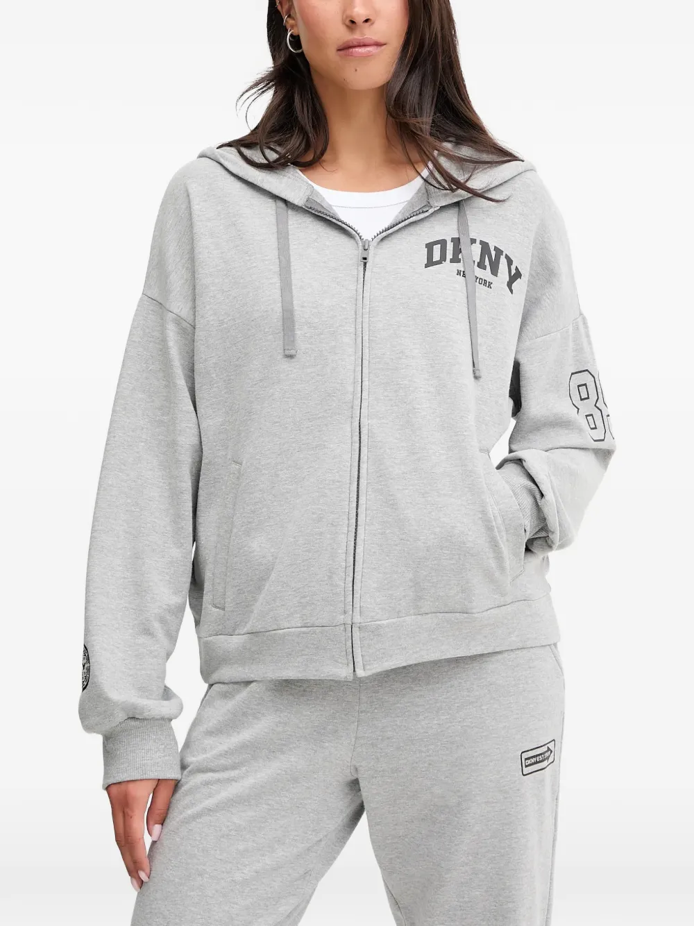  Dkny Hooded Zip-up Pyjama Set - Grey 