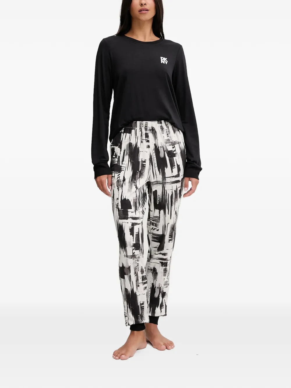 Dkny Logog-graphic Pajama Set In White