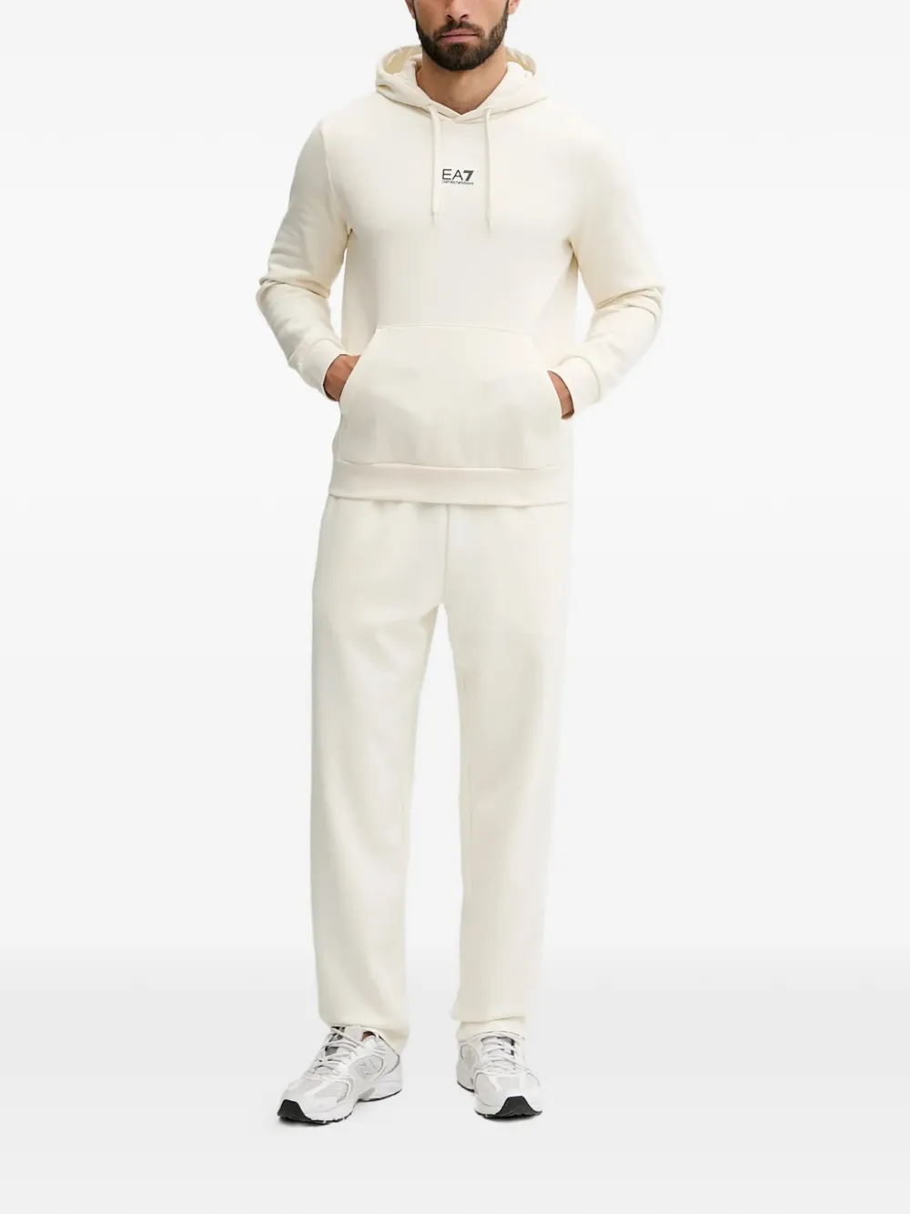 Ea7 Logo Hoodie In Neutral