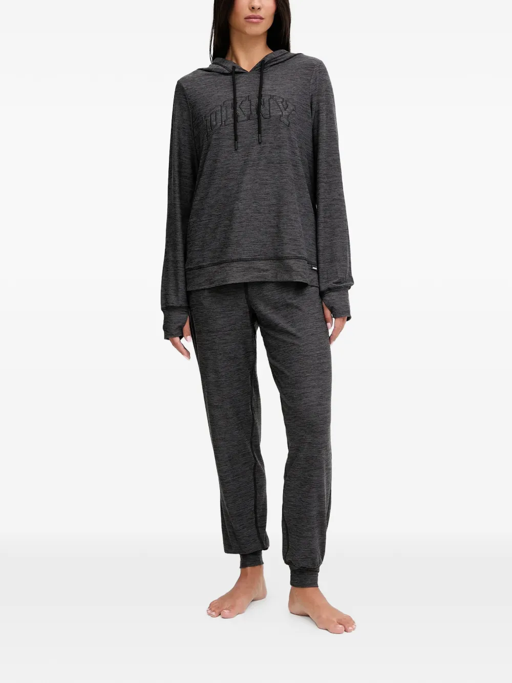 Dkny Hooded Pajama Set In Gray