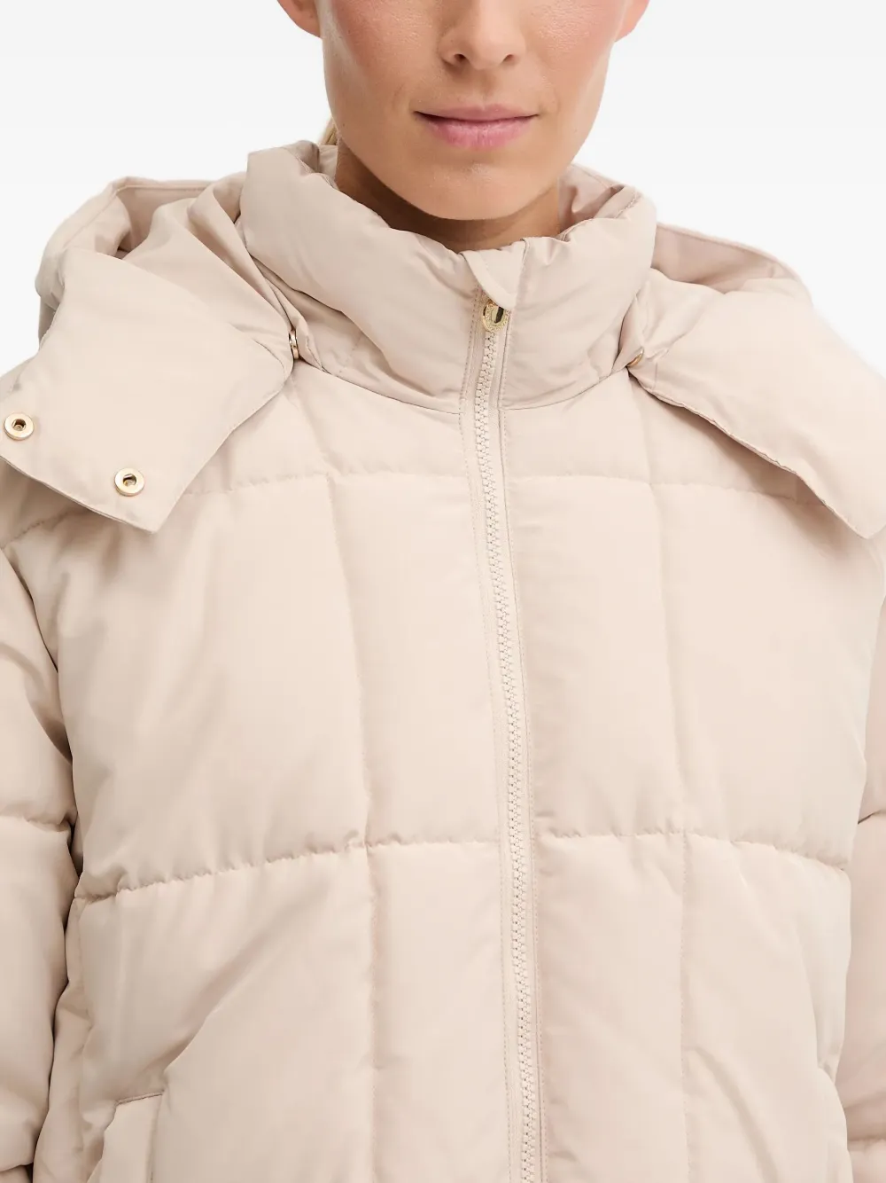 Ea7 Hooded Quilted Jacket In Neutral
