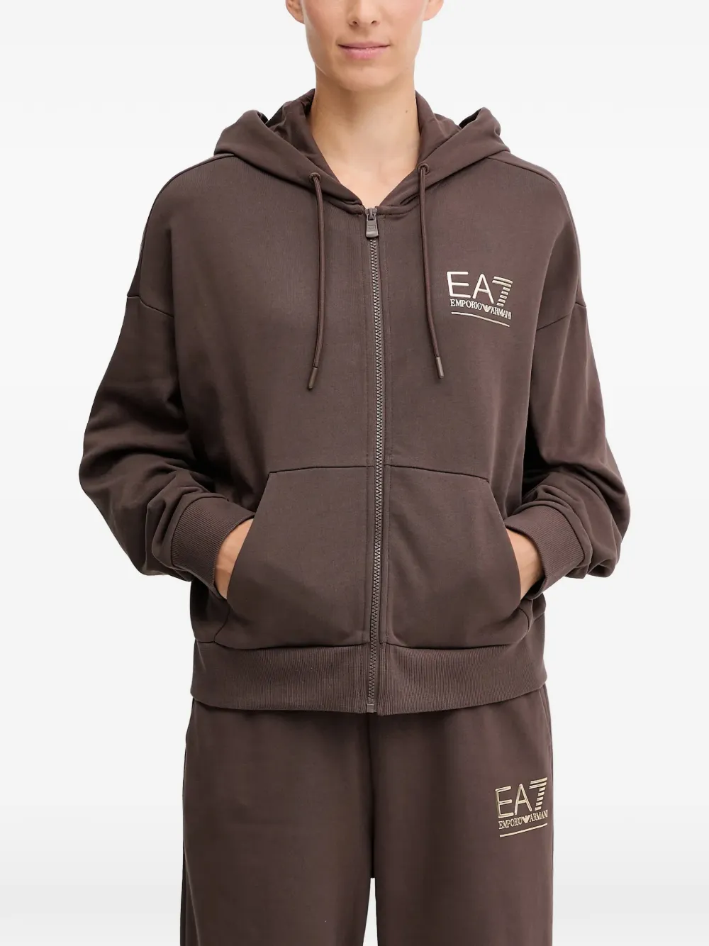 Ea7 Emporio Armani logo-detail tracksuit - Marrone