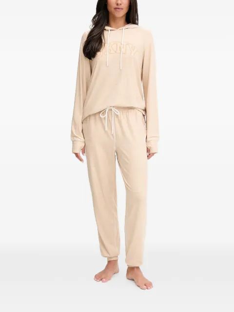 DKNY hooded long-sleeved pajama set