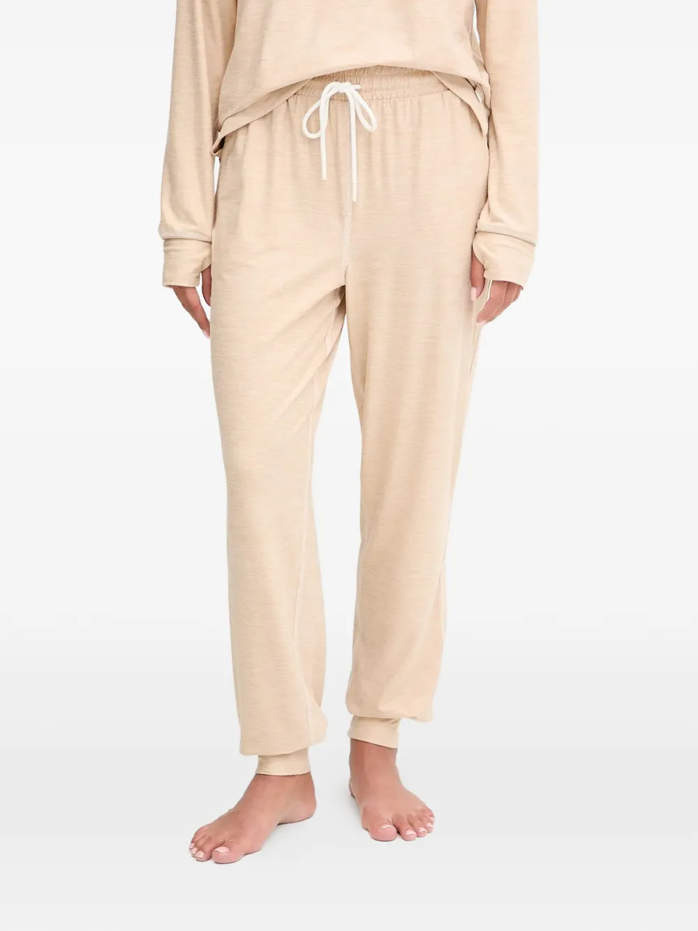 Dkny Hooded Long-sleeved Pajama Set In Neutral