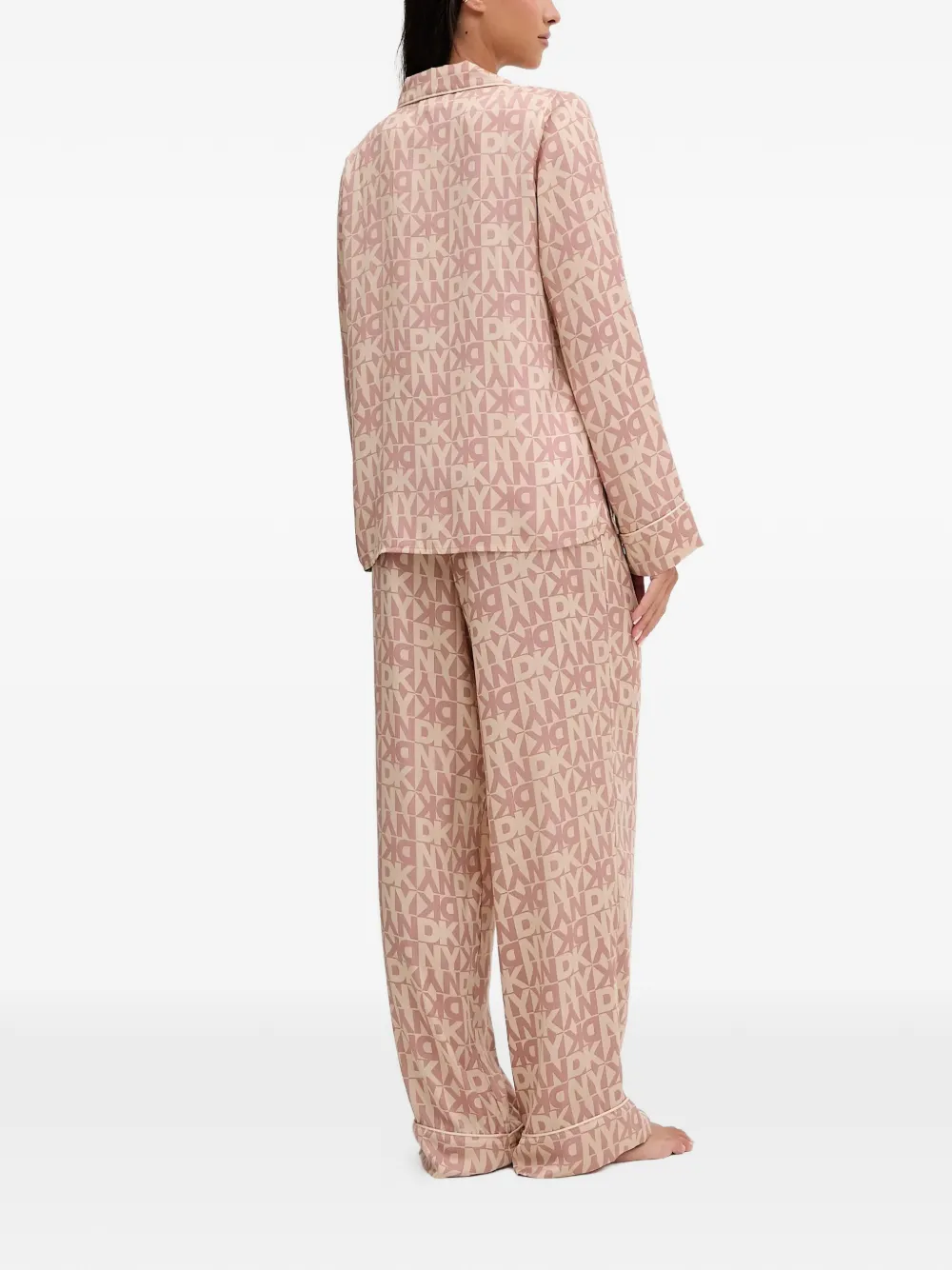 Dkny Buttoned Logo Pajama Set In Pink
