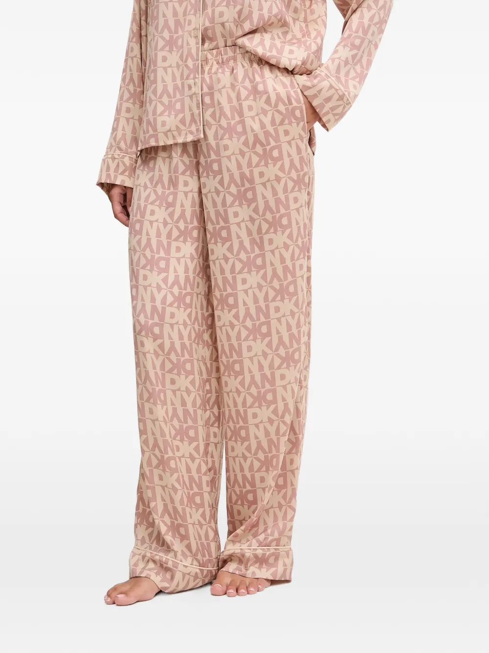 Dkny Buttoned Logo Pajama Set In Pink