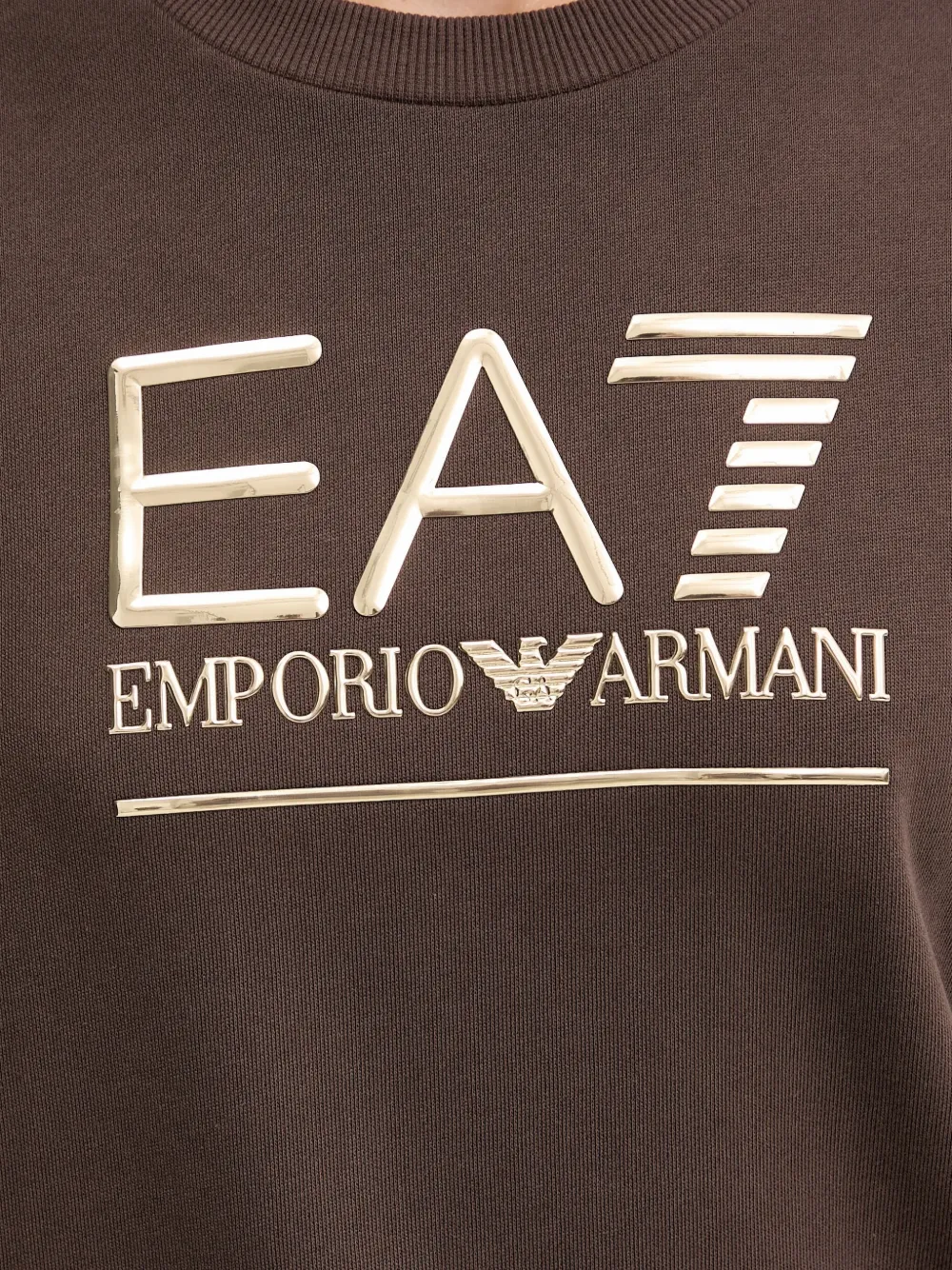Ea7 Logo-detail Crew-neck Sweatshirt In Brown