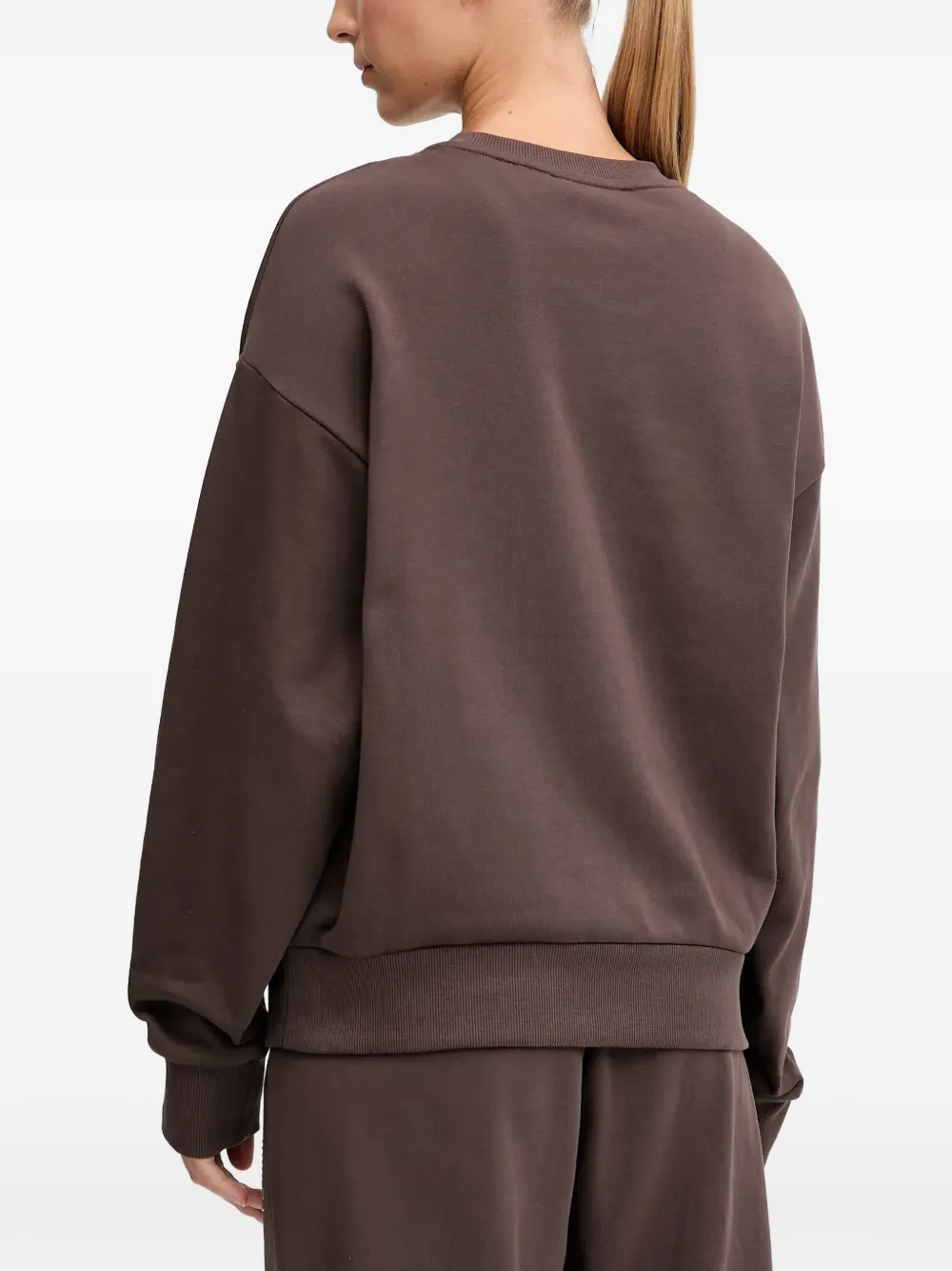 Ea7 Logo-detail Crew-neck Sweatshirt In Brown