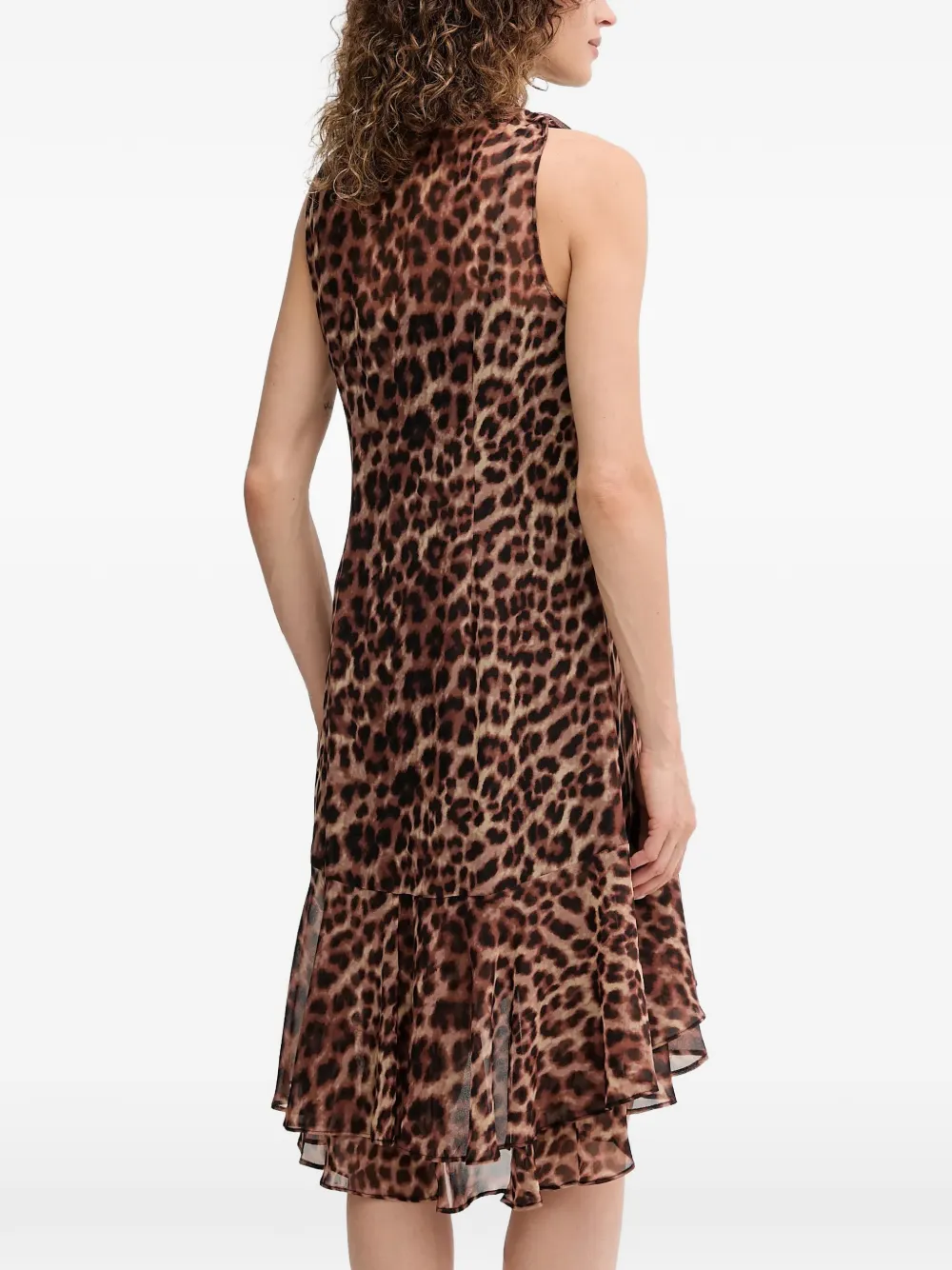 DKNY tie neck ruffled mini dress Bruin