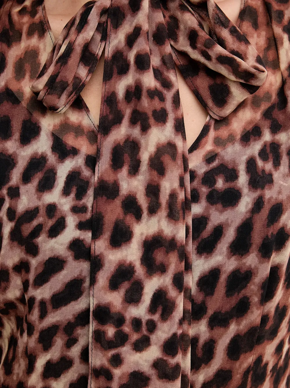 DKNY tie neck ruffled mini dress Bruin