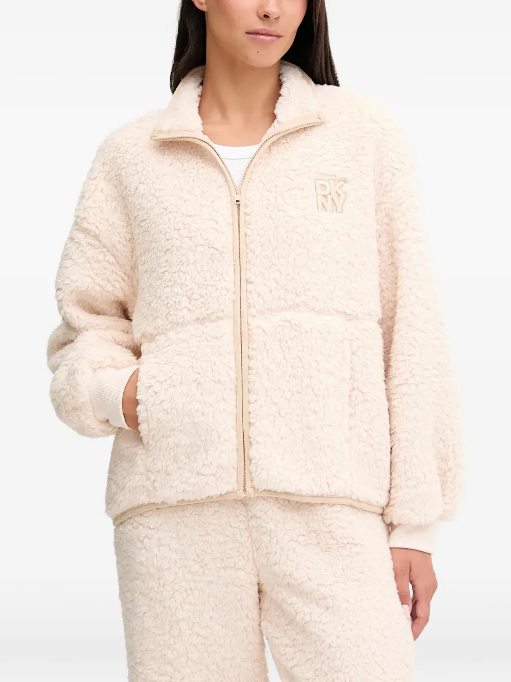 Dkny Zip-up Logo Loungewear Set (set Of Two) In Neutral