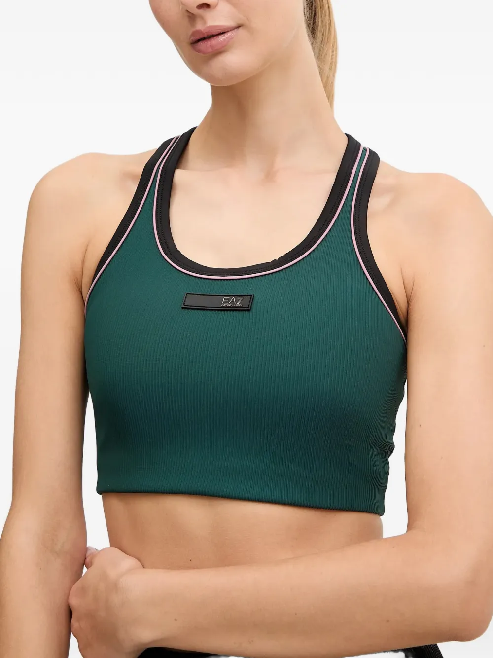 Ea7 Emporio Armani logo-patch sports bra Groen