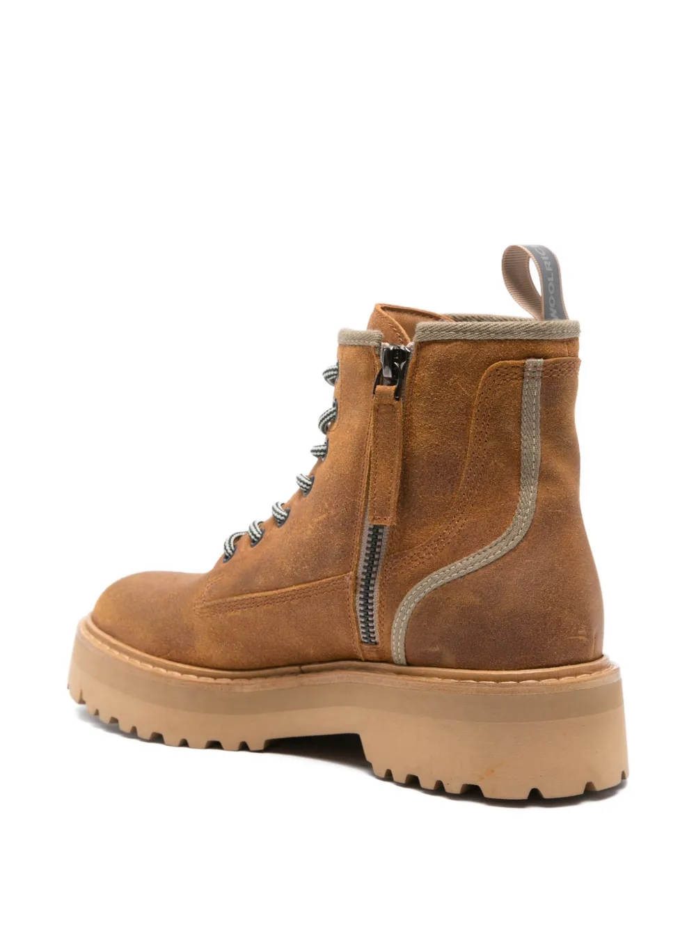 Woolrich Lace-up Leather Boots In Brown