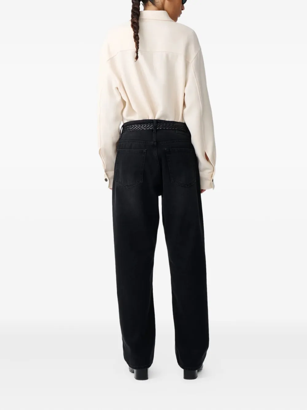 Studio Nicholson Long Sleeve Wool Shirt With Button Cuffs In Neutral