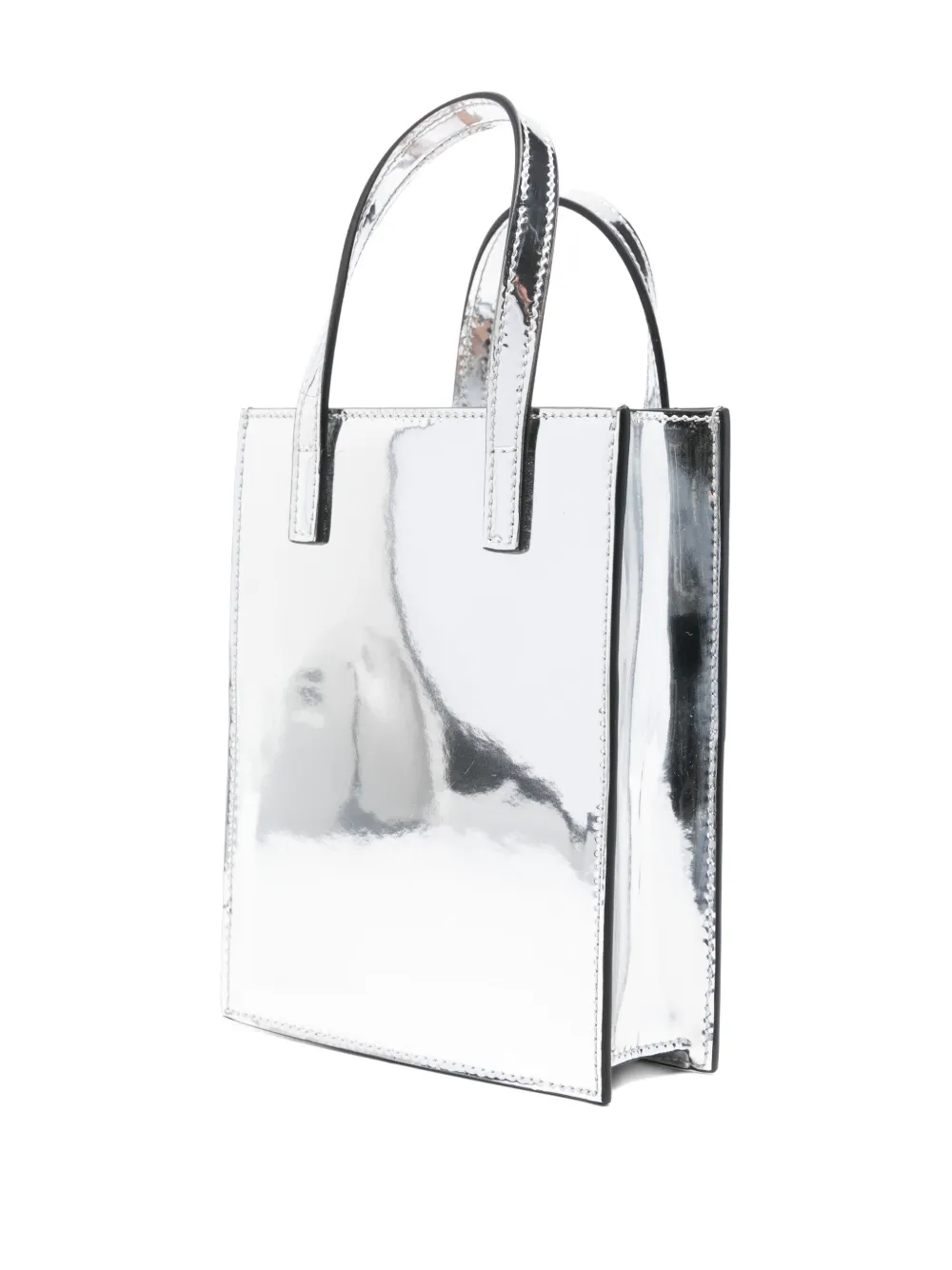 Hidesins Mini Flap Mirror Tote Bag In Silver