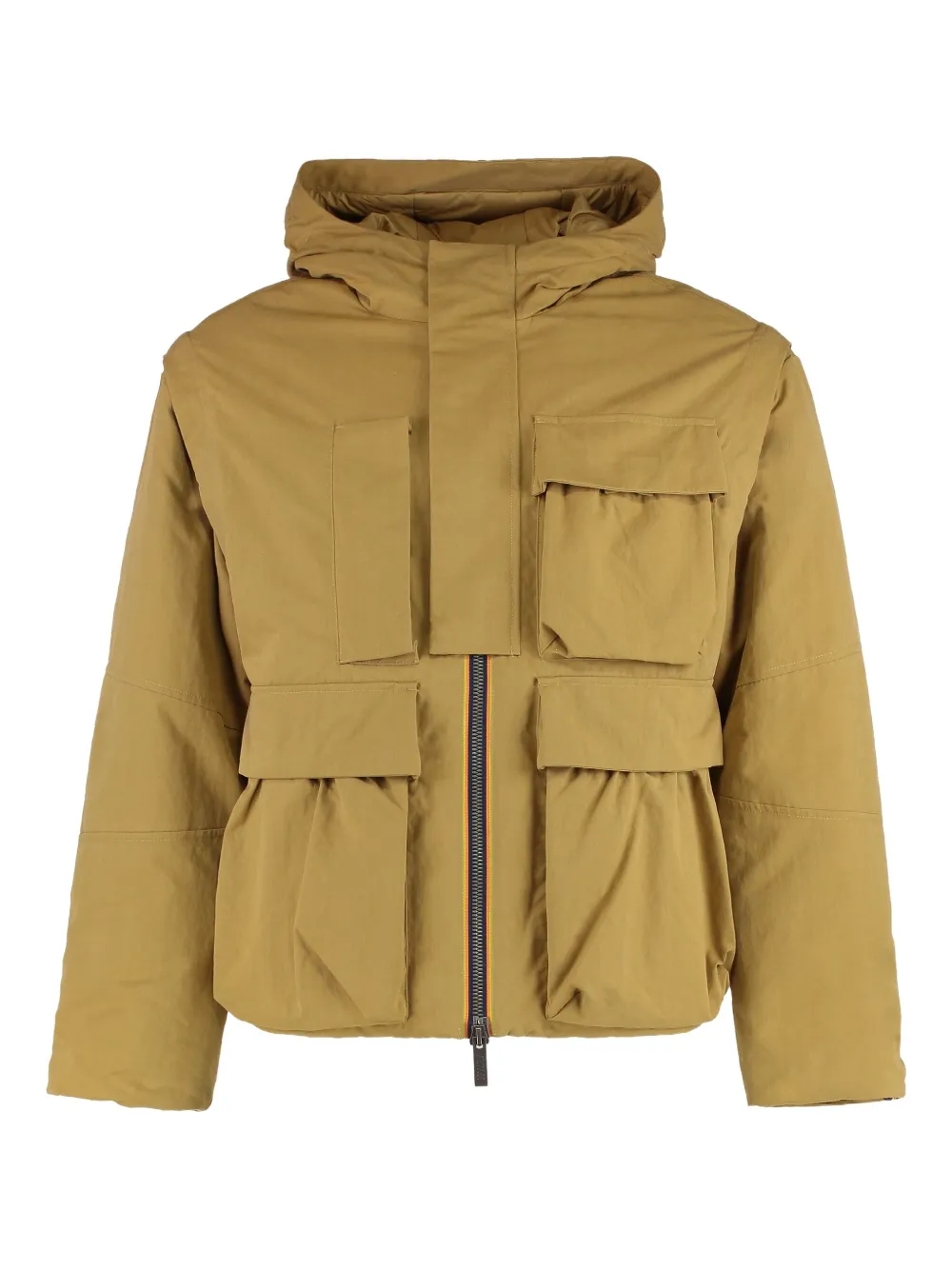 K-way Short Parka Guillermo With Hood In Brown