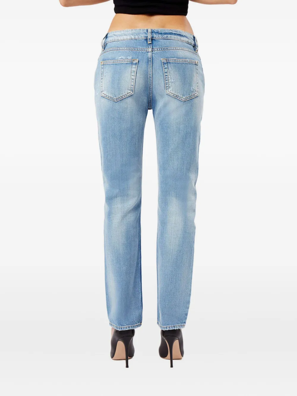 No44 Straight gerafelde jeans Blauw
