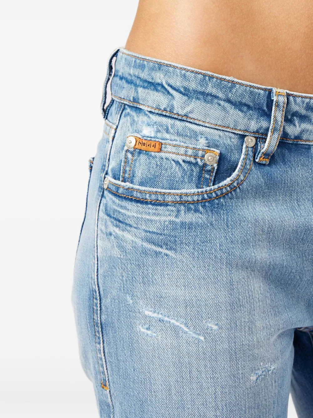No44 Straight gerafelde jeans Blauw